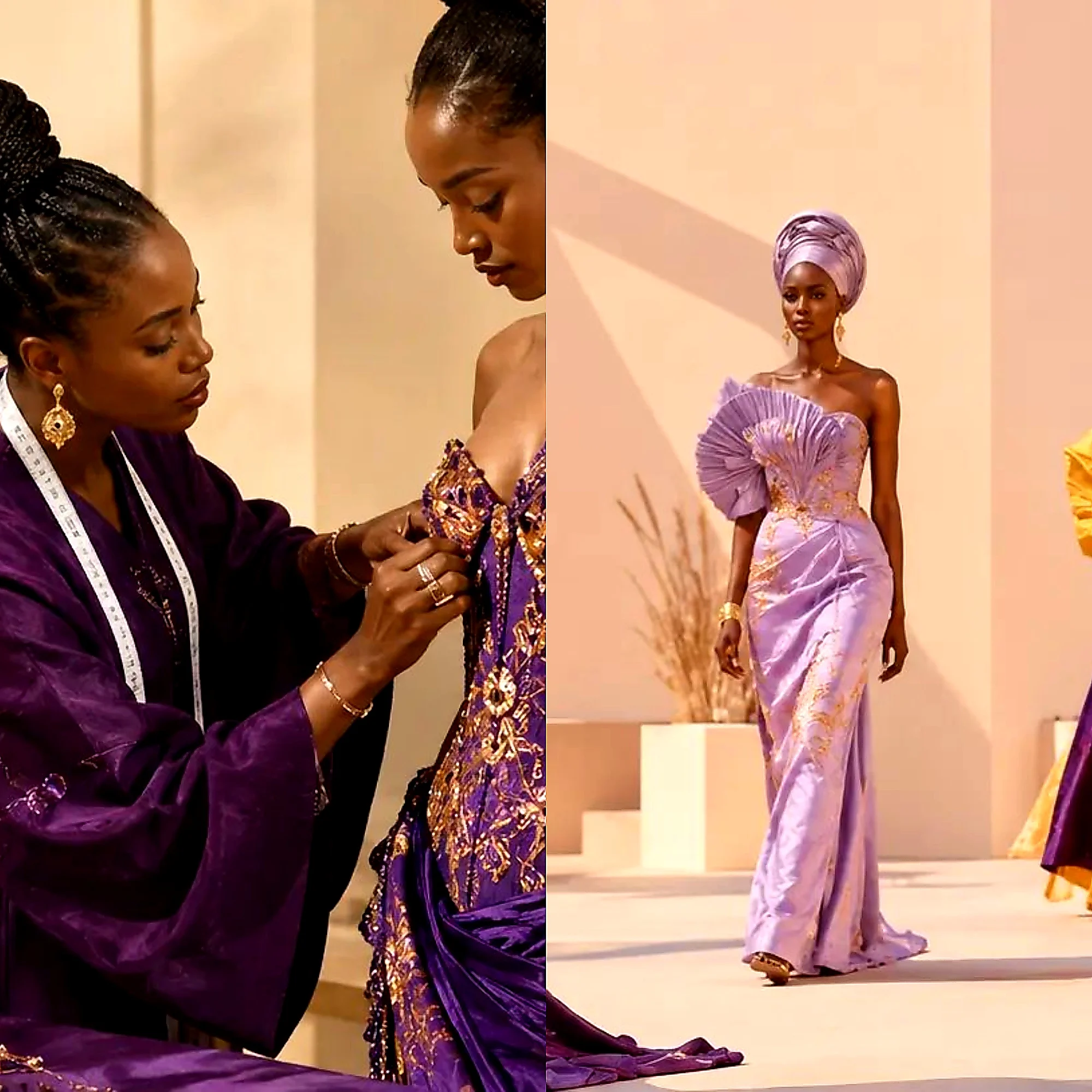 Models presenting contemporary African fashion on a runway
