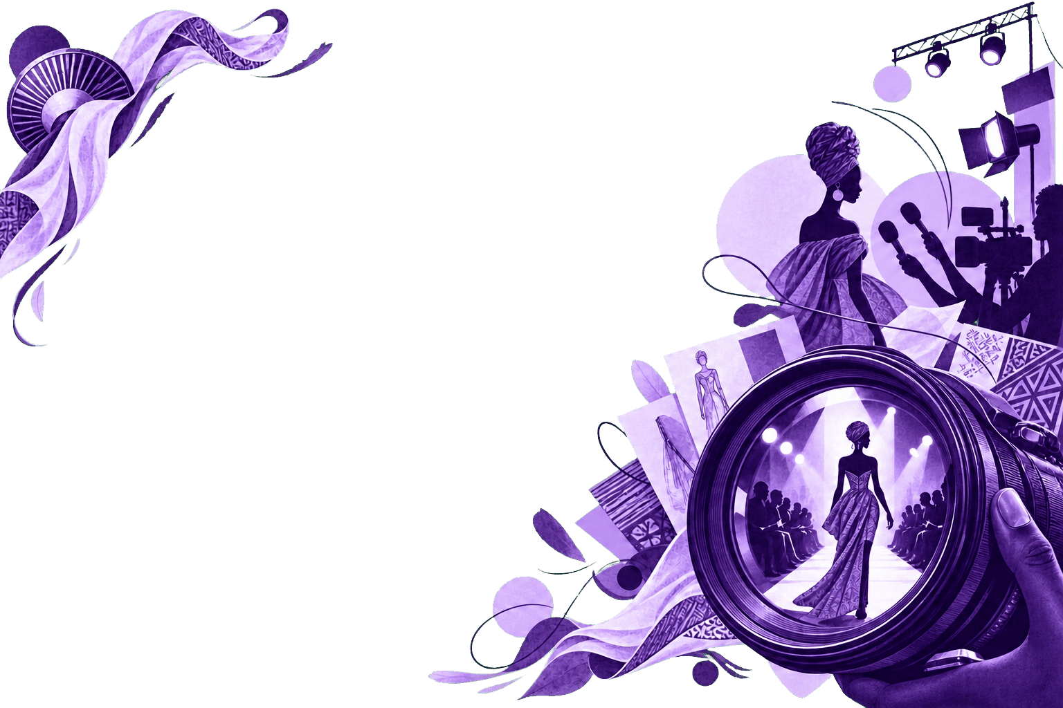 An editorial illustration representing fashion media and runway coverage
