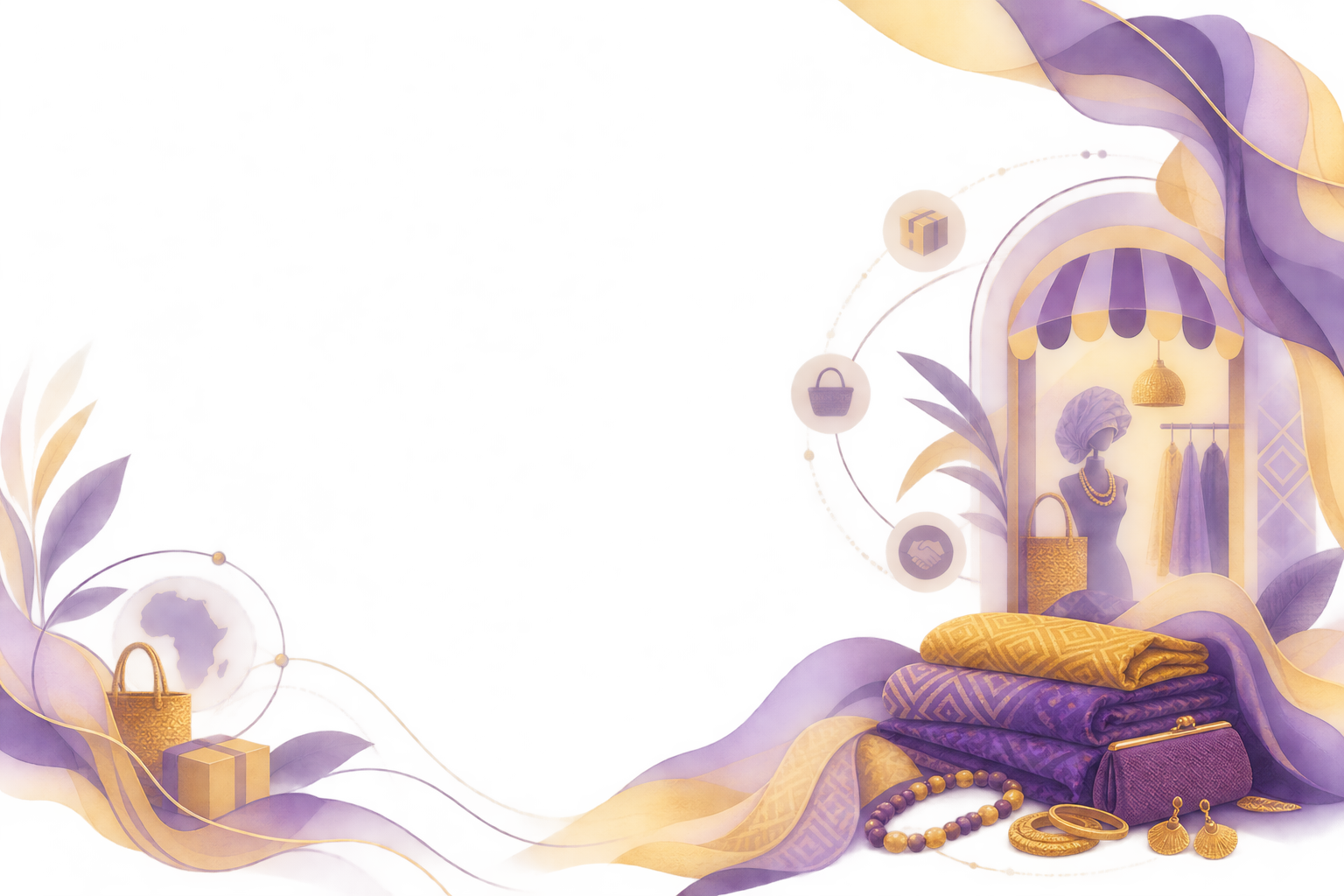 An editorial illustration of an Asoebi fashion storefront
